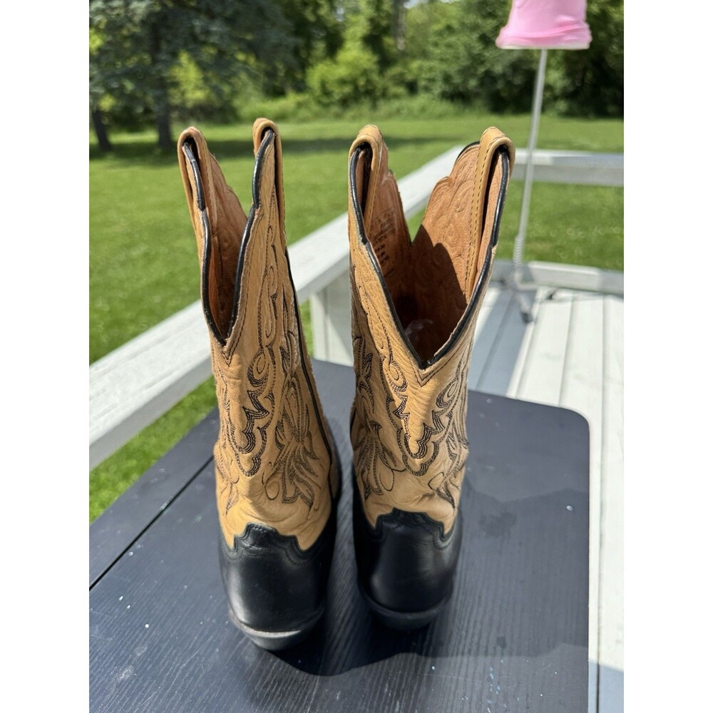 Ariat Boots Womens 7 Black Tan Leather Cowboy Western Pointed Toe Style 15781 - Picture 8 of 13